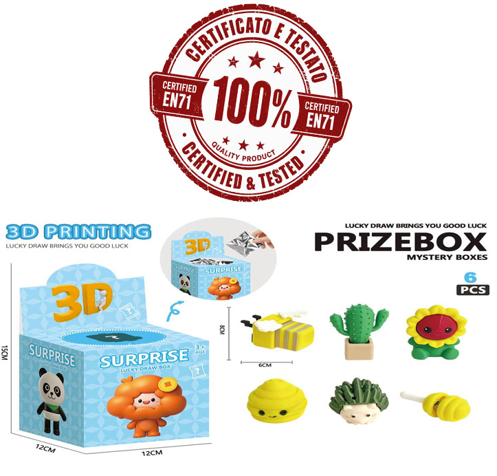 3D PRINTED LUCKY BOX (Flower-Bee) – Magic Click – Personaggini in PLA 8cm In Blind Box (15x12x12cm) 6ass…x336